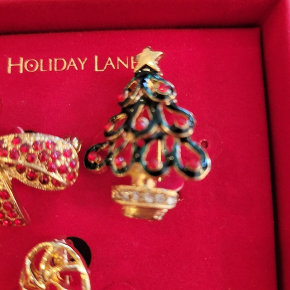 Macy's Holiday Lane Brooch Set ~ NIB ~ Christmas Tree Bow Candy Cane ~ Cute! - Picture 9 of 14